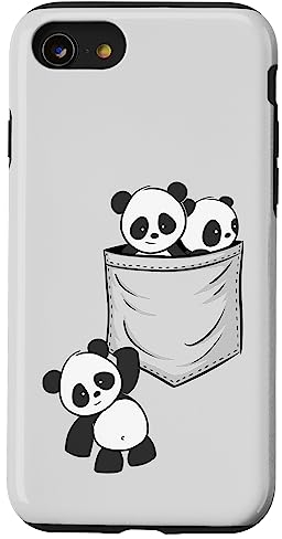Hülle für iPhone SE (2020) / 7 / 8 Süße Kawaii Baby Pandas spielen in der Tasche | Pandabär