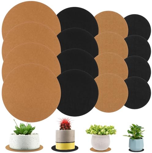 16 Pcs Plant Coaster Mat 4/6/8/10 Inch Felt Saucer Reversible Round Fabric Trays Absorbent Flower Pot Mats Waterproof for Indoors Outdoor Pots