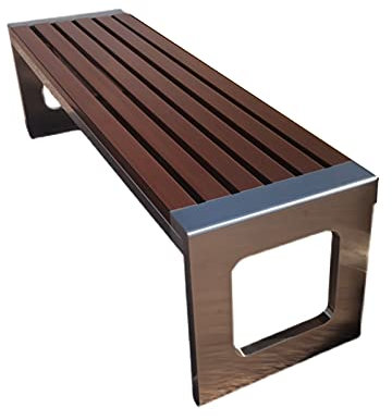RWRAPS Parkbank, Außenbank, Freizeitsitz ohne Rückenlehne, Lattenrost-Bank aus Kunststoff und Holz, Bequeme Sitzgelegenheiten für 2–3 Personen, Terrassen-Gartenbänke (braun, 150 cm)