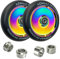 Roues Hollowcore Pro 120 mm + espaceur en titane uniquement pour trottinette Blunt Prodigy S6, S7, S8, S9, X, KOS S5, S6, Colt S5 (Rainbow Neochrome)
