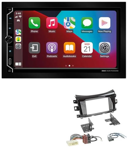 ESX VMX700DAB 2-DIN Autoradio kompatibel mit Wireless Apple CarPlay Android Auto Bluetooth DAB+ passend für Nissan NP300 Navara Pick-up ab 2016 Klavierlack schwarz
