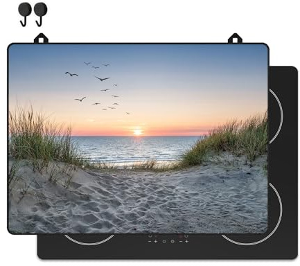 KitchyMist Herdabdeckplatte Strand und Dünen - 71x52 cm - Kochfeld Abdeckung - Induktionsschutz - Küchen-Spritzschutz