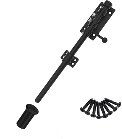 Schiebebolzen Torriegel Verdickter Schwerlast Türriegel Verschluss 304 Edelstahl Bolzenriegel Schwarz Massiver Torverschluss Türverriegelungen mit Schrauben und Staubschutzbehälter