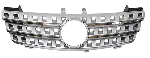 SJUYHNHN Auto Frontstoßstange Mittelgitter Für Mercedes Benz ML Class W164 2005 2006 2007 2008, Frontgrill Kühlergrill Gitter Ersatz Grill Grille Stoßstangengrill,Silver