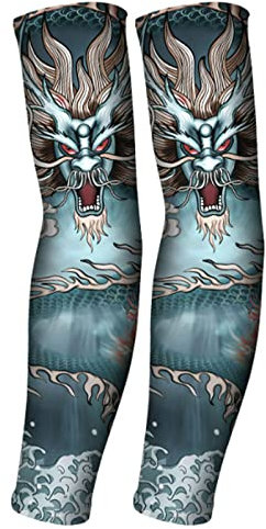 RU-X Mangas para Brazos con Ttuaje,Mangas para Brazos Protección Sol o Frio,Manguitos Ciclismo Hombre Mujer para Golf,Deportes,Bicicleta,Portero