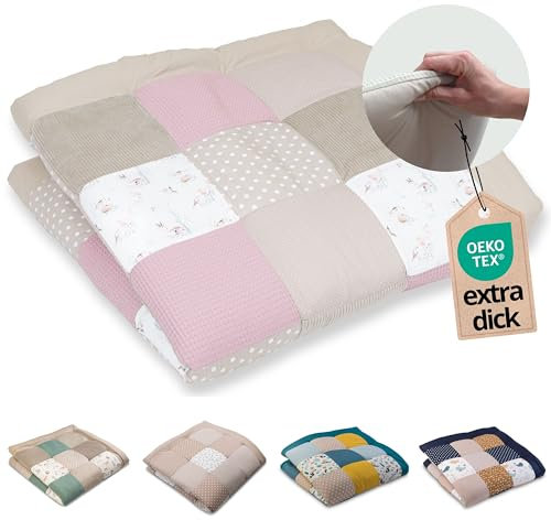 ULLENBOOM Krabbeldecke für Baby 140x140 cm, 100% OEKO-TEX Materialien, Made in EU, Dick & weich gepolstert, Märchenwald - ideal als Babydecke, Krabbelmatte & Spieldecke Baby
