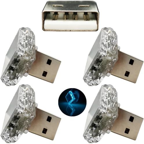 CTRICALVER USB-Umgebungsnachtlicht Rhombus (Touch) Eisblau (4Pcs) 5V/1A kleines Notlicht geeignet für verschiedene Anschlüsse wie Powerbanks und Autos