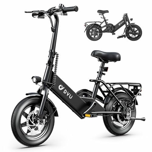 DYU Electric Bike, 14 Folding Electric Bicycle, E-Bike with 250W Motor, 36V 7.5Ah Battery, Dual Disc Brakes, and a Maximum Speed of 25 km/h.