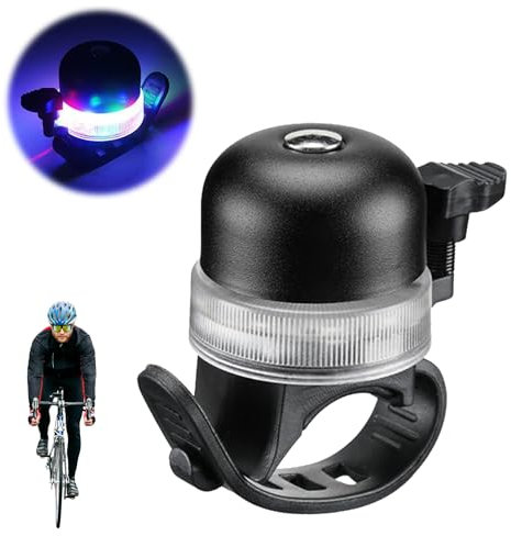 Campanello Bici,Campanello per Bici,Mini Campanello per Bicicletta,Campanello da Bicicletta per Adulti e Bambini,Campanello per Bicicletta con Luci RGB,per Bici Bambini, Bici da Strada