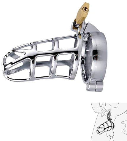 Gabbia per il pene con giocattoli sessuali Anello per il cazzo di diverse dimensioni, gabbia di castità in metallo ventilato Gabbia di castità BDSM Bondage Fetish per uomini