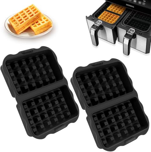 Luziyun 2 Pièces Moule Gaufre Air Fryer, Accessoires pour Ninja AF400EU, AF451EU, SL400EU, AF500DE, Réutilisable, Silicone, Compatible avec Cosori Air Fryer 10L Twinfry, Accessoires pour Gaufres