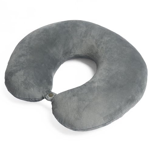 OHS Travel Pillow Soft Foam Neck Pillow, Ergonomic Portable Neck Support Pillow Travel Essential Flight Pillow For Airplane Train Car, Grey-30x30cm