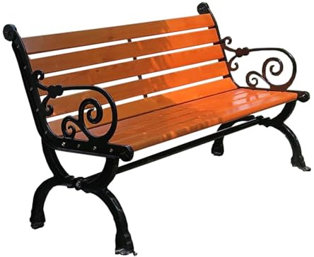 HZEPDVT Parkstuhl, Gartenbank, Lange Reihenstühle, for den Innenhof, im Freien, korrosionsbeständiges Holz, Aluminiumguss, Fuß, Gartenbank, Gartenmöbelsitz(120 * 57 * 77cm)