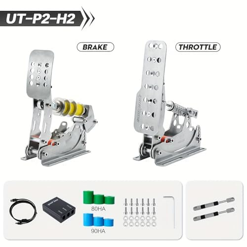 Simjack UT Sim Rennpedale 200 kg Lastzelle Bremspedal PC Rennsimulator Pedale Drucksensor HE Hydraulikpedale Sim Racing Pedals (UT-P2-H2)
