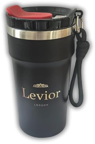 Levior Insulated Travel Mug | 500ML Stainless Steel Coffee Flask | Dishwasher Safe & Leakproof | Thermal Mug for Hot & Cold Drinks | Reusable Coffee Cup for Office, Travel, Camping, Outdoors (BLACK_1)