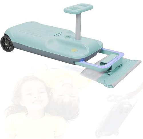 SHAIRMB Go Kart for Kids, Ride On Mop Floor Cleaner, Portable 5-Speed Cleaning Mopping Kart with Bearing Steering Rod, Adjustable Speeds, 360° Steering Wheel,Green,Dual drive