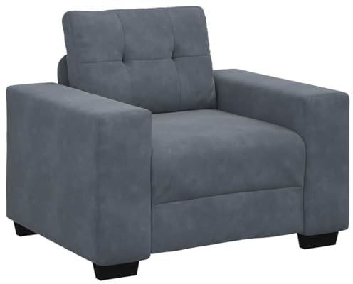 Mhdvray Sessel Dunkelgrau Samt 100x78x80 cm kleines Sofa mit Sperrholz Gestell Mini Couch für Living Room Bedroom Jugendzimmer