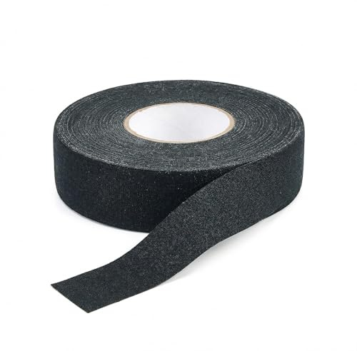 Rutschfestes Klebeband für Tape, Eishockey, Grip Tape, Sport, selbstklebend und wasserdicht, aus Polyester-Baumwollgewebe, Halteband für Klimmzugstange und Krafttraining, schwarz, 2,5 cm x 25 m