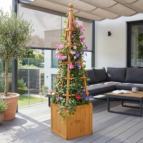 Mendler Rankgitter HWC-Q18 168x40x40cm Holz - Natur | Pflanzkasten, Pflanzkübel, Blumenkasten, Rankhilfe, FSC®-Zertifiziert
