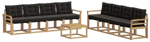 vidaXL Outdoor-Sofagarnitur mit Kissen 9 pcs Weiß und Schwarz, Moderne Garten-Couch, tolles Set für Bequeme Lounge, langlebige Möbel, stylische Terrasse