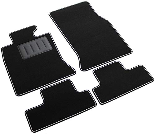 Das Teppich Auto, sprint03101, Fußmatten Teppiche Schwarz rutschfest, verstärkter Rand, zweifarbig, Absatzschoner aus Gummi, Kompatibel mit R56/R58 09/2006 ab 2014.