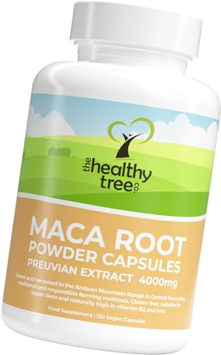 TheHealthyTree Company Maca Root Capsules, High Strength, 120 x 4000mg | High strength maca root extract, vegan, 4000mg per capsule, for men & women, 120 capsules