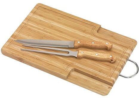 Notrash2003 - Tabla de cortar de madera con cubiertos para trinchar, tenedor y cuchillo de carne