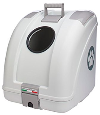 POW Pet Carrier Trasportino per Cani E Gatti da Agganciare A Scooter, Moto, Bicicletta E Adatto Anche in Auto - Bianco con Inserti Grigi
