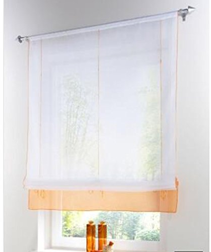 SIMPVALE Raffrollo Gardinen Voile römischen Raffgardinen Schatten Transparent Vorhang für Balkon und Küche (orange, Breite 60cm / Höhe 155cm)