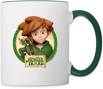 Spreadshirt Robin Hood Schlitzohr Von Sherwood Porträt Tasse Zweifarbig, One size, Weiß/Dunkelgrün