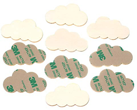 Holz Wolken V1 1-10cm selbstklebend ideal als Wanddeko zum Basteln und bemalen, Größe:Wolken 3cm breit, Pack mit:10 Stück