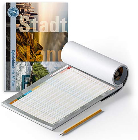 itenga Spieleblock/Reisespiel mit 50 Blatt (Stadt Land Fluss modern (DIN A4 mit Deckblatt))