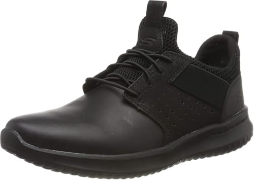 Skechers DELSON AXTON, Men's DELSON Axton Trainers, Black (Black Leather Bbk), 8.5 UK (42.5 EU)