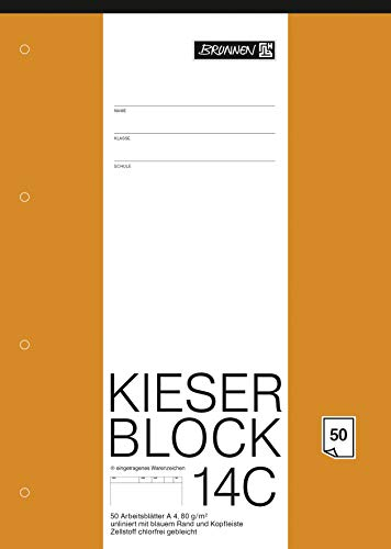 Brunnen 1042924 Kieser-Block Lineatur 20 (A4, 50 Blatt, blanko, 80 g/m², gelocht)