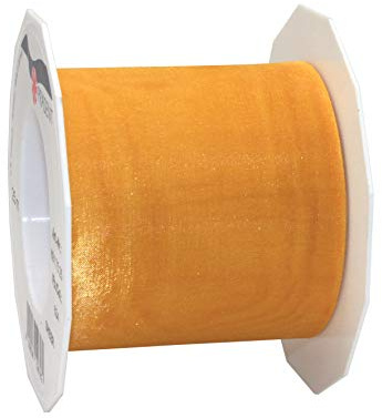 Präsent C.E. Pattberg Sheer Organzaband Sonnengelb, 25 m Geschenkband zum Einpacken von Geschenken, 72 mm Breite, Zubehör zum Dekorieren & Basteln, Dekoband