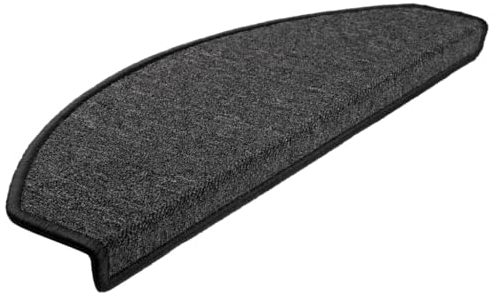 vidaXL 15x Treppenmatte Stufenmatte Stufenschoner Treppenschoner Treppenteppich Treppenschutz Matte Matten Teppich Halbrund Anthrazit 65x24x4 cm