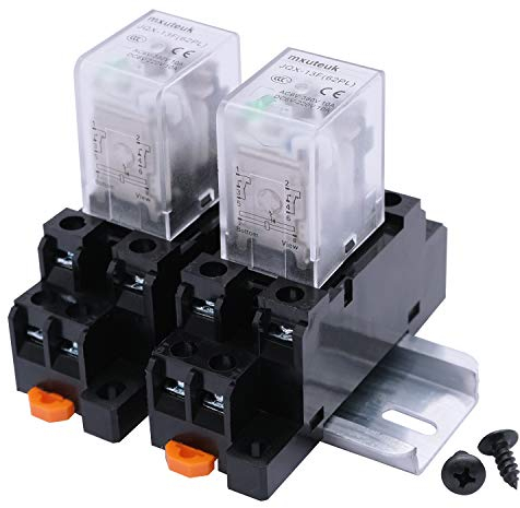 mxuteuk 2 Stück JQX-13FL DC 12V Spulenleistung relais 8Pin 10A DPDT LED Anzeige elektromagnetisches Leistungsrelais Wechsler mit hochwertiger Basis, mit DIN-Schiene geschlitztem Aluminium