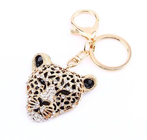 Hztyyier Cristal Leopard Porte-clés Cristal Porte-clés Bling Bourse Pendentif Sac À Main Charme Décoration