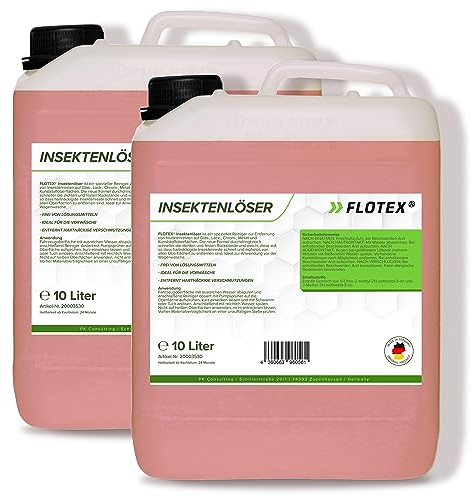 Flotex - Profi Insektenreiniger Auto 2 x 10L | Lackschonender Insektenentferner KFZ | Insektenentferner Motorrad | Für Lack, Glas, Kunststoff & Chrom geeignet