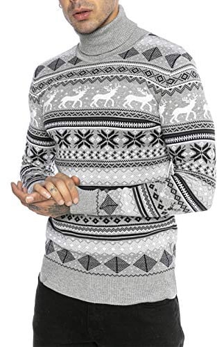 Suéter de punto para Hombres Estilo Noruego Jersey de cuello de tortuga