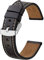 BISONSTRAP Uhrenarmband 20mm, Premium Leder Uhrenarmbänder für Herren und Frauen-Schwarz/Silberne Schnalle