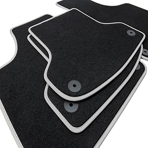 teileplus24 NL-219 Fußmatten kompatibel mit Seat Leon 4 KL Cupra Leon 2020- Premium Automatten 4-teilig Nubuk, Bandeinfassung:Silber