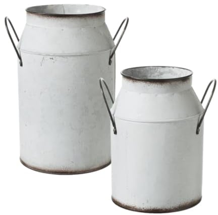 Riversdale Tin Milk Churn - Vintage Metal Flower Vase Plant Pot (H19 x Ø14cm)