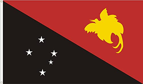FLAGGE VON PAPUA NEUGUINEA. 90D SEIDENSATIN QUALITÄT. GRÖßE VON 150X90 CM