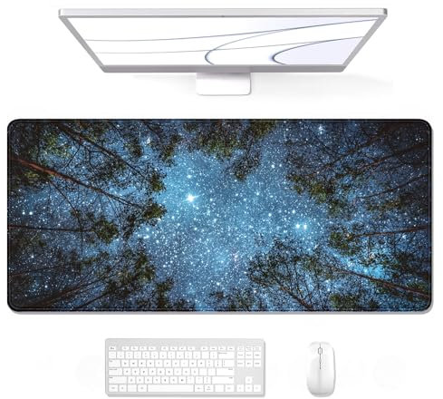 Auhoahsil Large Mouse Pad, XXL Gaming Mousepad, Desk Mat for Desktop, Thick Rubber, Big & Long Size, Stitched Edges, Full Desk Pad for Laptop & Computer, Extended 31.5 x 11.8 in, Silent Night Sky