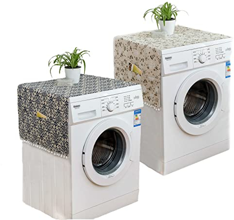 2 Stück Waschmaschinen Staubschutz, Multifunktionale Waschmaschine Staubdichte, Waschmschine Aufbewahrungstasche, Staubdicht für Kühlschränke und Waschmaschinen, mit Aufbewahrungstasche, 130 × 55 cm