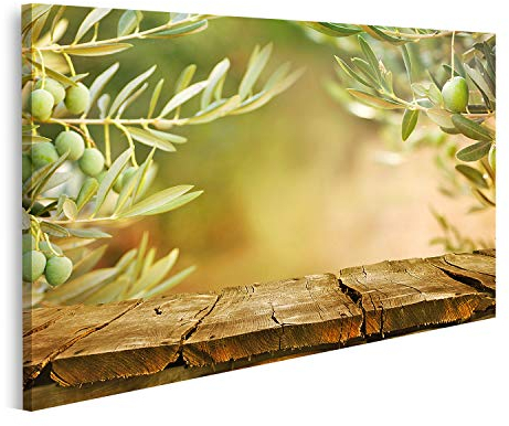 Quadro su tela Alberi di ulivo Piano di lavoro Tavolo di ulivo Tavolo di legno Quadri Stampe Arte Poster Murale