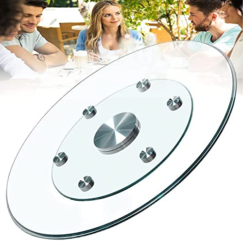 YILEFU Esstisch Drehteller Rund Lazy Susan Gehärtetem Glas Servierplatte 360° Drehbar Drehplatte Leise Servierteller Für Tischplatte, Pflegeleicht,Transparent,Thick8mm-90cm
