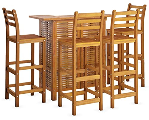 vidaXL Gartenbar Set 5-TLG. Theke Bar Tresen Gartentheke Bartisch Stehtisch Barhocker Barstuhl Gartenmöbel Gartenset Sitzgruppe Massivholz Akazie