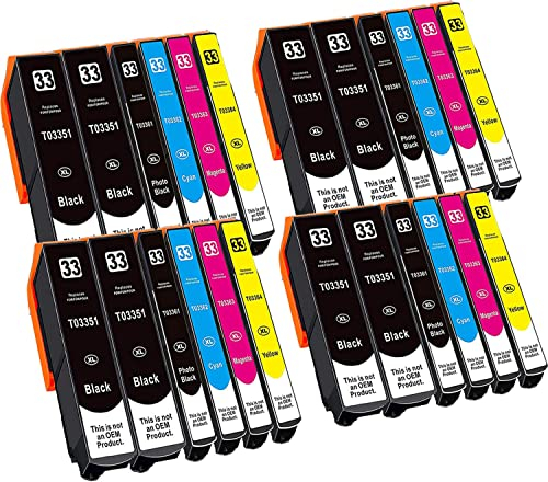 Hyggetech 24X Druckerpatronen kompatibel zu Epson 33XL T3351 T3361 T3362 T3363 T3364 kompatibel mit Epson Expression Premium XP-645 XP-830 XP-900 XP-530 XP-540 XP-630 XP-635 XP-640 Tintenpatronen